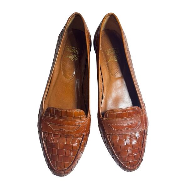 G.H. Bass & Co. Shoes - Vintage G.H. Bass Tailored Luxury Line 7 Brown Woven Leather Loafers Hand Sewn